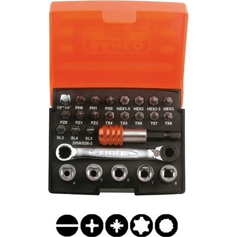 BAHCO ΣΥΛΛΟΓΗ ΜΕ ΜΥΤΕΣ 1/4″ 2058/S26