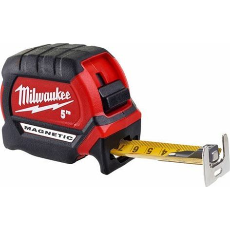 MILWAUKEE ΜΑΓΝΗΤΙΚΟ ΜΕΤΡΟ 5m x 27mm ΜΕ ΣΤΟΠ ΔΑΚΤΥΛΟΥ (4932464599)