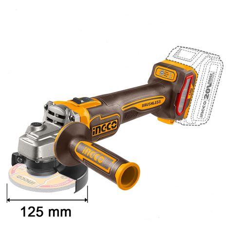 INGCO Γωνιακός Τροχός Μπαταρίας 125mm 20V Li-Ion SOLO (CAGLI221253)